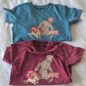 Tintin Children's Graphic Tees in Blue And Maroon